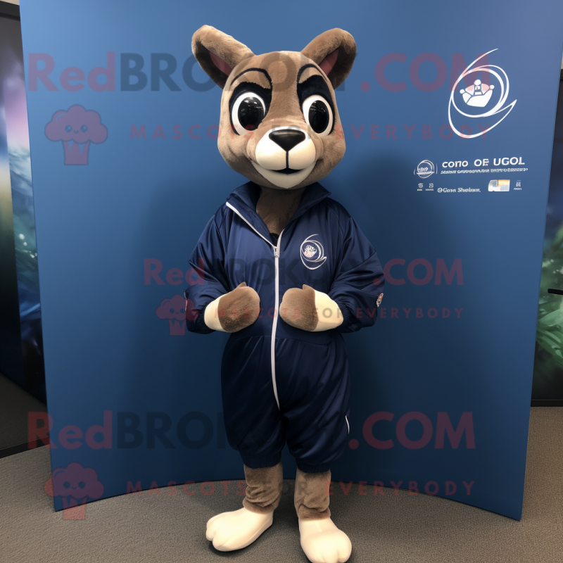 Navy Gazelle mascot costume character dressed with a Parka and Wraps Navy Gazelle mascot costume character dressed with a Parka and Wraps