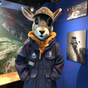 Navy Gazelle mascot costume character dressed with a Parka and Wraps