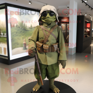Olive Civil War Soldier mascot costume character dressed with a Turtleneck and Shawls