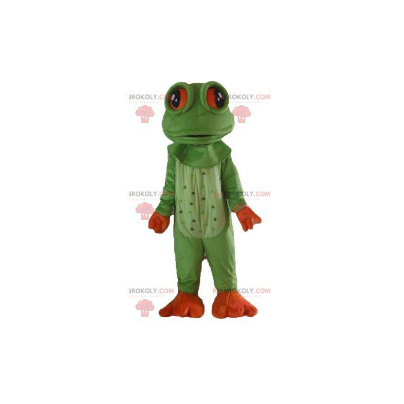 Very realistic green and orange frog mascot - Redbrokoly.com