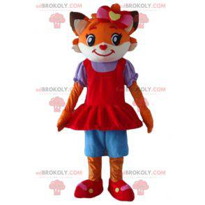 Orange and white fox cat mascot dressed in a dress -