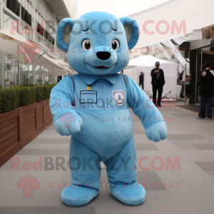 Sky Blue Teddy Bear maskot...