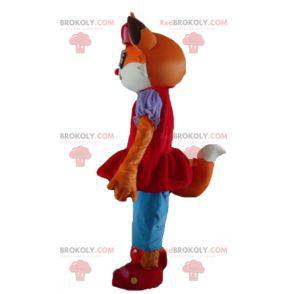 Orange and white fox cat mascot dressed in a dress -