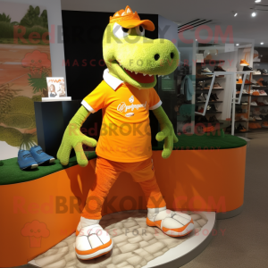 Oranje krokodil mascotte...