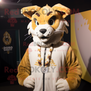 Gold Lynx maskot kostyme...