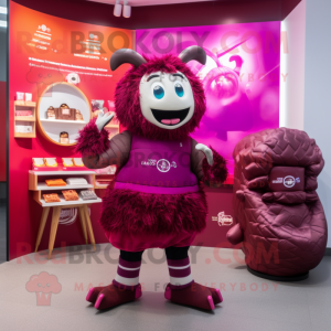 Magenta Beef Wellington mascot costume character dressed with a Leggings and Coin purses