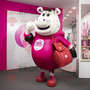 Magenta Beef Wellington mascot costume character dressed with a Leggings and Coin purses