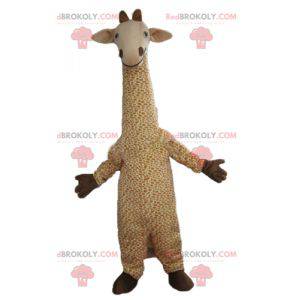 Mascotte de grande girafe beige et blanche tachetée -