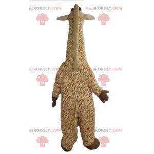 Mascotte de grande girafe beige et blanche tachetée -