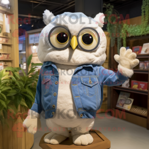 Cream Owl maskot kostym...