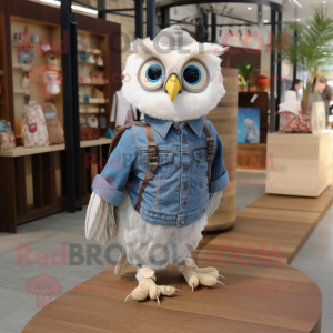 Cream Owl maskot kostym...