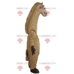 Grande mascotte giraffa beige e bianca macchiata -