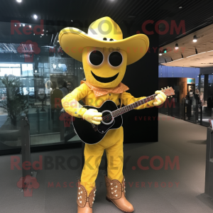 Yellow Cowboy mascot costume character dressed with a Bodysuit and Headbands