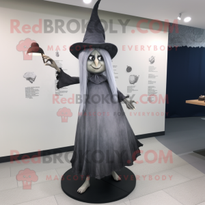 Gray Witch'S Hat mascot costume character dressed with a Sheath Dress and Hairpins