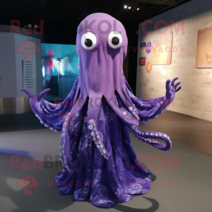 Paarse Kraken mascotte...