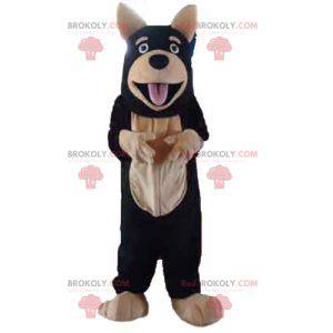 Mascotte de chien géant noir et beige - Redbrokoly.com
