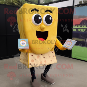 Olive Grilled Cheese Sandwich mascot costume character dressed with a A-Line Skirt and Digital watches