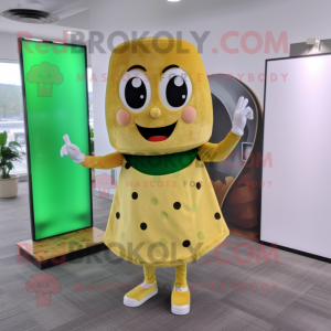 Olive Grilled Cheese Sandwich mascot costume character dressed with a A-Line Skirt and Digital watches