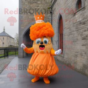 Orange Irish Castle mascot costume character dressed with a Mini Dress and Headbands