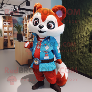 Sky Blue Röd Panda maskot...
