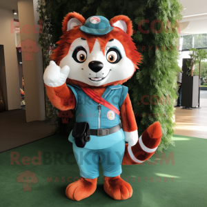 Sky Blue Röd Panda maskot...