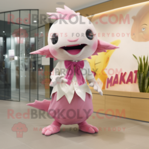 nan Axolotls mascot costume character dressed with a Maxi Skirt and Tie pins
