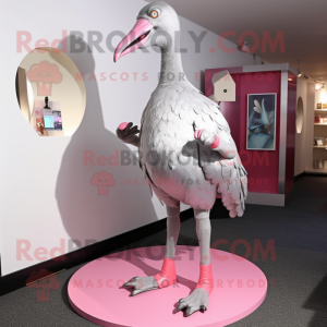 Silver Flamingo mascot costume character dressed with a Turtleneck and Shoe clips