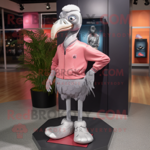 Silver Flamingo mascot costume character dressed with a Turtleneck and Shoe clips