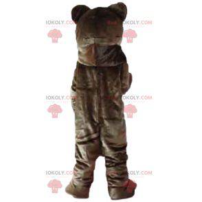 Mascotte d'ours marron et rose géant doux - Redbrokoly.com