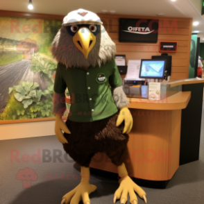 Olive Haast'S Eagle mascot costume character dressed with a Mini Skirt and Caps