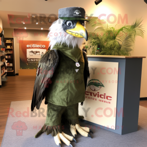 Olive Haast'S Eagle mascot costume character dressed with a Mini Skirt and Caps