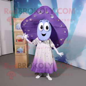 Lavender Ray mascot costume character dressed with a Cover-up and Clutch bags