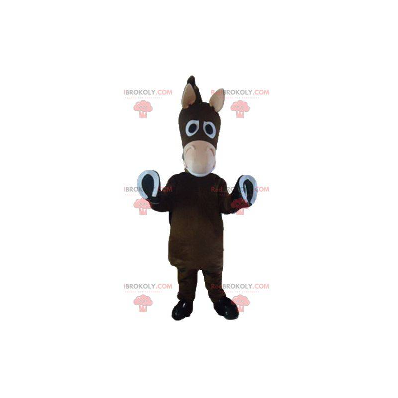 Roztomilý a zábavný maskot hříbě oslí hnědý kůň - Redbrokoly.com