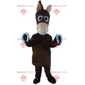 Mascotte de cheval marron d'âne de poulain mignon et rigolo -