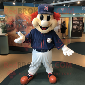 Navy Clown mascot costume character dressed with a Baseball Tee and Caps