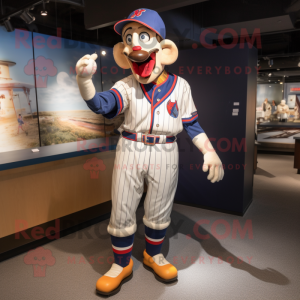 Navy Clown mascot costume character dressed with a Baseball Tee and Caps