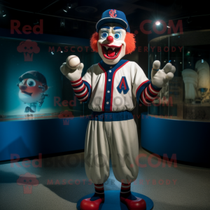 Navy Clown mascot costume character dressed with a Baseball Tee and Caps