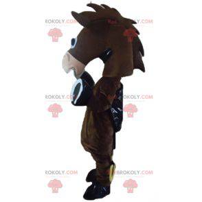 Mascotte de cheval marron d'âne de poulain mignon et rigolo -