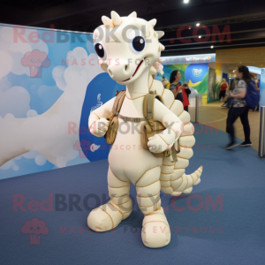 Cream Seahorse maskot...