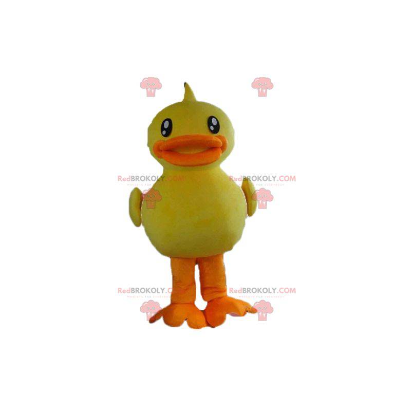 Mascote gigante de pato amarelo e laranja - Redbrokoly.com