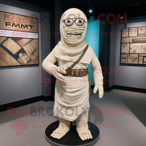 White Mummy mascot costume character dressed with a Dress Shirt and Cummerbunds