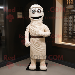 White Mummy mascot costume character dressed with a Dress Shirt and Cummerbunds