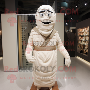 White Mummy mascot costume character dressed with a Dress Shirt and Cummerbunds