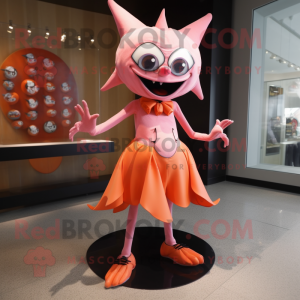 Peach Vampire mascot costume character dressed with a Swimwear and Shoe clips