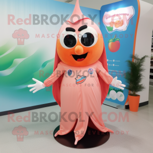 Peach Vampire mascot costume character dressed with a Swimwear and Shoe clips