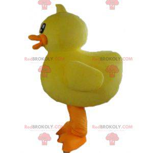 Mascote gigante de pato amarelo e laranja - Redbrokoly.com