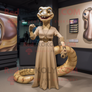 Tan Anaconda maskot kostume...