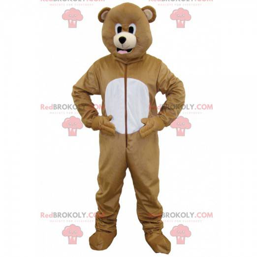 Mascotte d'ours marron et blanc - Redbrokoly.com