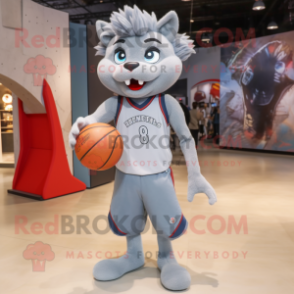 Gray Basketball Ball mascot costume character dressed with a Flare Jeans and Backpacks