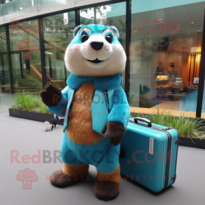 Cyan Marmot maskot kostume...